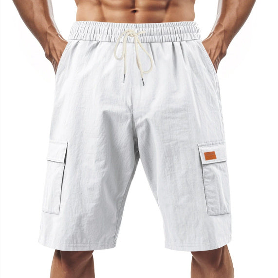 Loose Sports And Leisure Solid Color Linen Drawstring Shorts - Wolfpack Gang Apparel