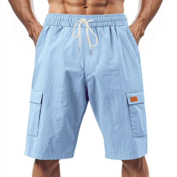 Loose Sports And Leisure Solid Color Linen Drawstring Shorts - Wolfpack Gang Apparel