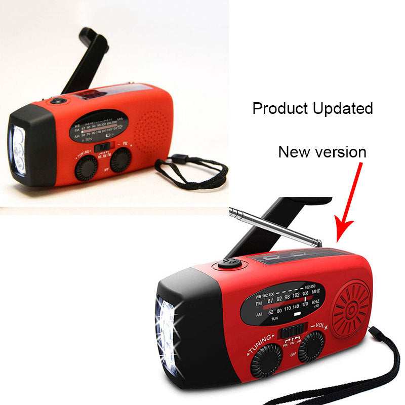 Solar hand crank radio flashlight