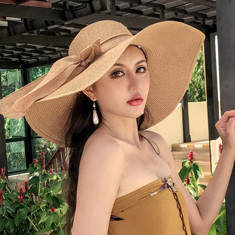 Women's Summer Vacation Sun Hat - Ultimate Wide Brim Sun Protection with Foldable Seaside Style