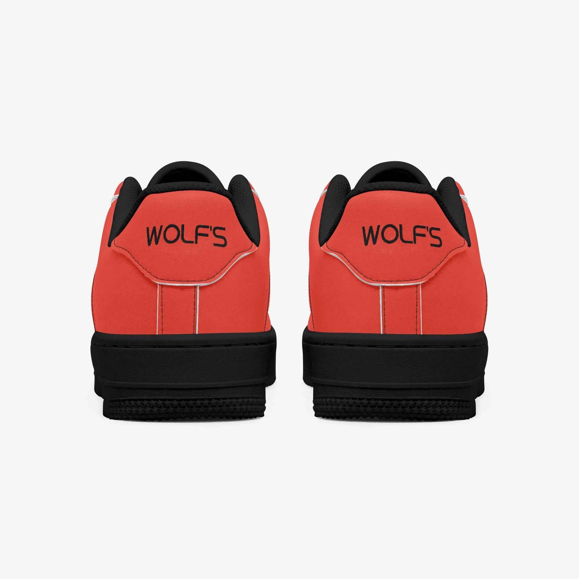 Red Low-Top Leather Sports Sneakers - Black Sole