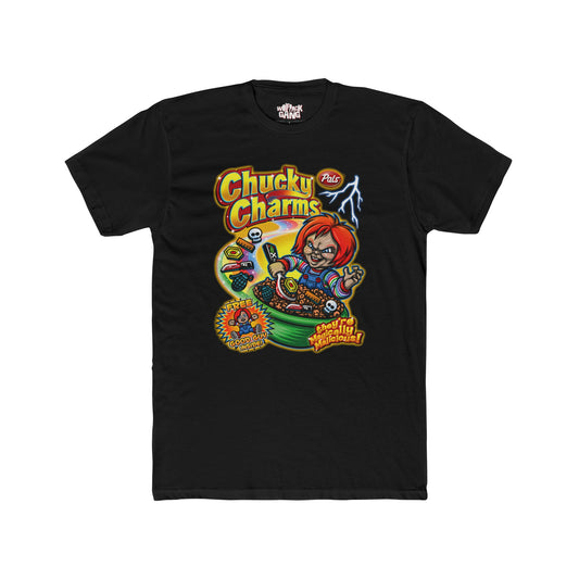 Chucky Charms Graphic Tee, Unisex Cotton Crew Shirt for Horror Fans, Retro Cartoon Apparel, Gift for Movies Lovers, Halloween Costume Top - Wolfpack Gang Apparel