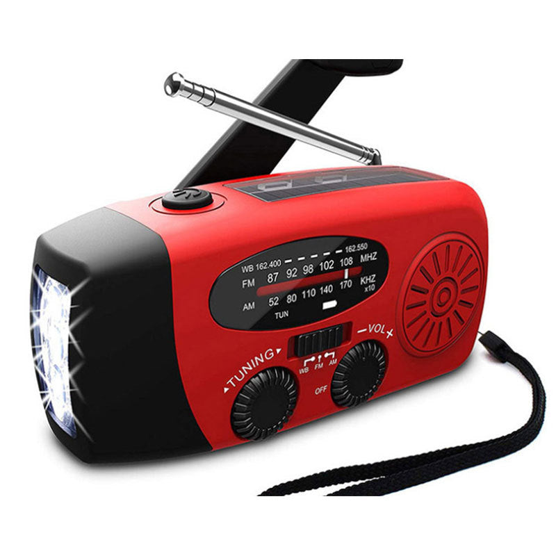 Solar hand crank radio flashlight