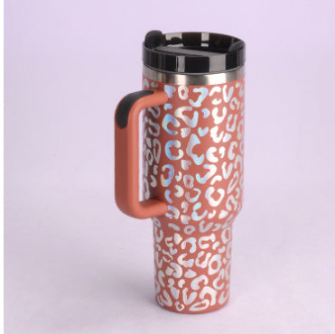40 Oz Insulated Stainless Steel Tumbler With Handle, Straw, Spill Proof Lid - Perfect Coffee Cup Mug for Valentine Gifts, Car, Gym, Office, Travel