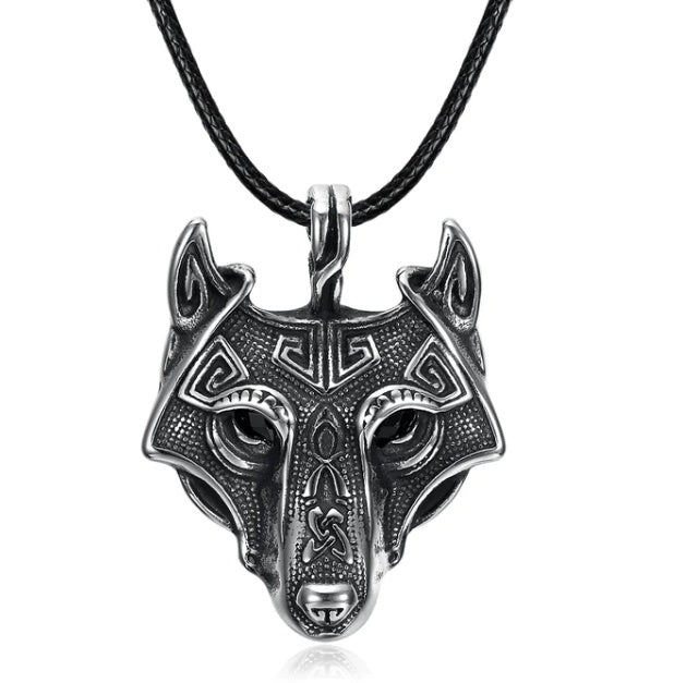 Asgard Crafted Norse Grey Wolf Head Pendant Chain - Wolfpack Gang Apparel