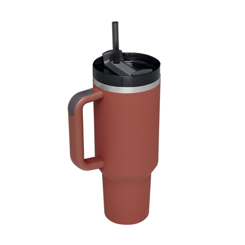 40 Oz Insulated Stainless Steel Tumbler With Handle, Straw, Spill Proof Lid - Perfect Coffee Cup Mug for Valentine Gifts, Car, Gym, Office, Travel