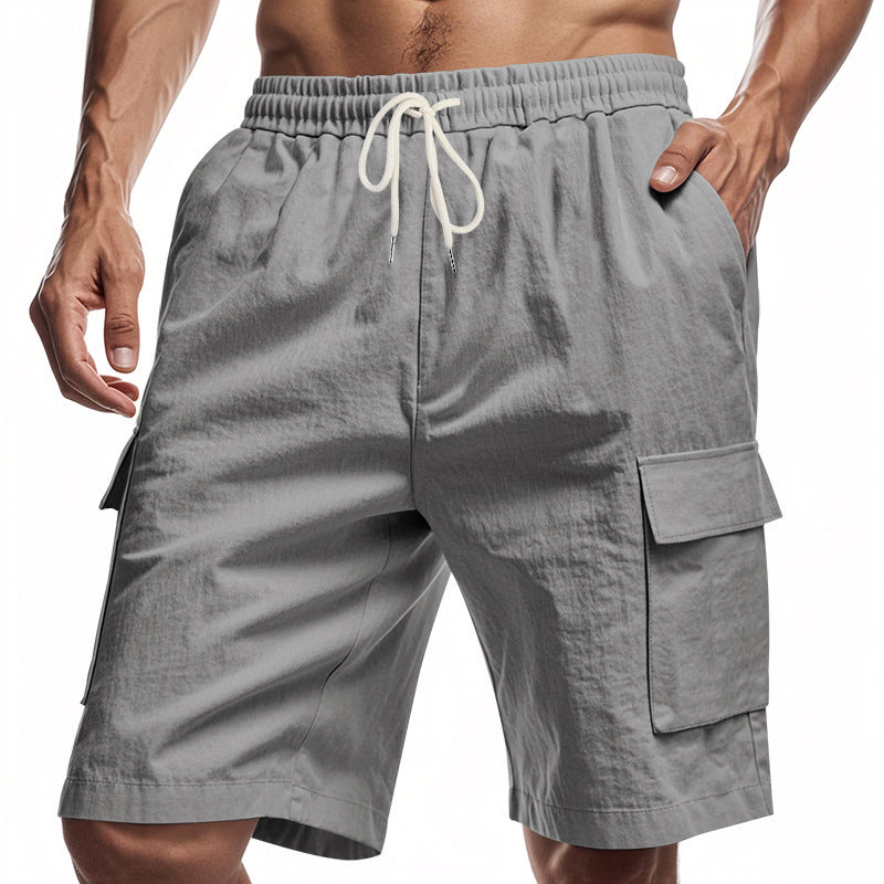 Loose Sports And Leisure Solid Color Linen Drawstring Shorts - Wolfpack Gang Apparel