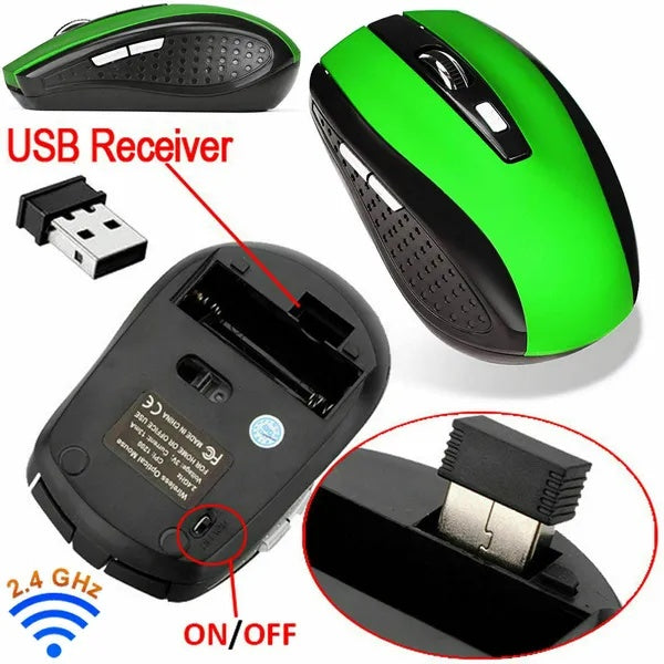 2.4GHz Wireless Optical Mouse Mice & USB Receiver For PC Laptop Computer DPI USA - Wolfpack Gang Apparel