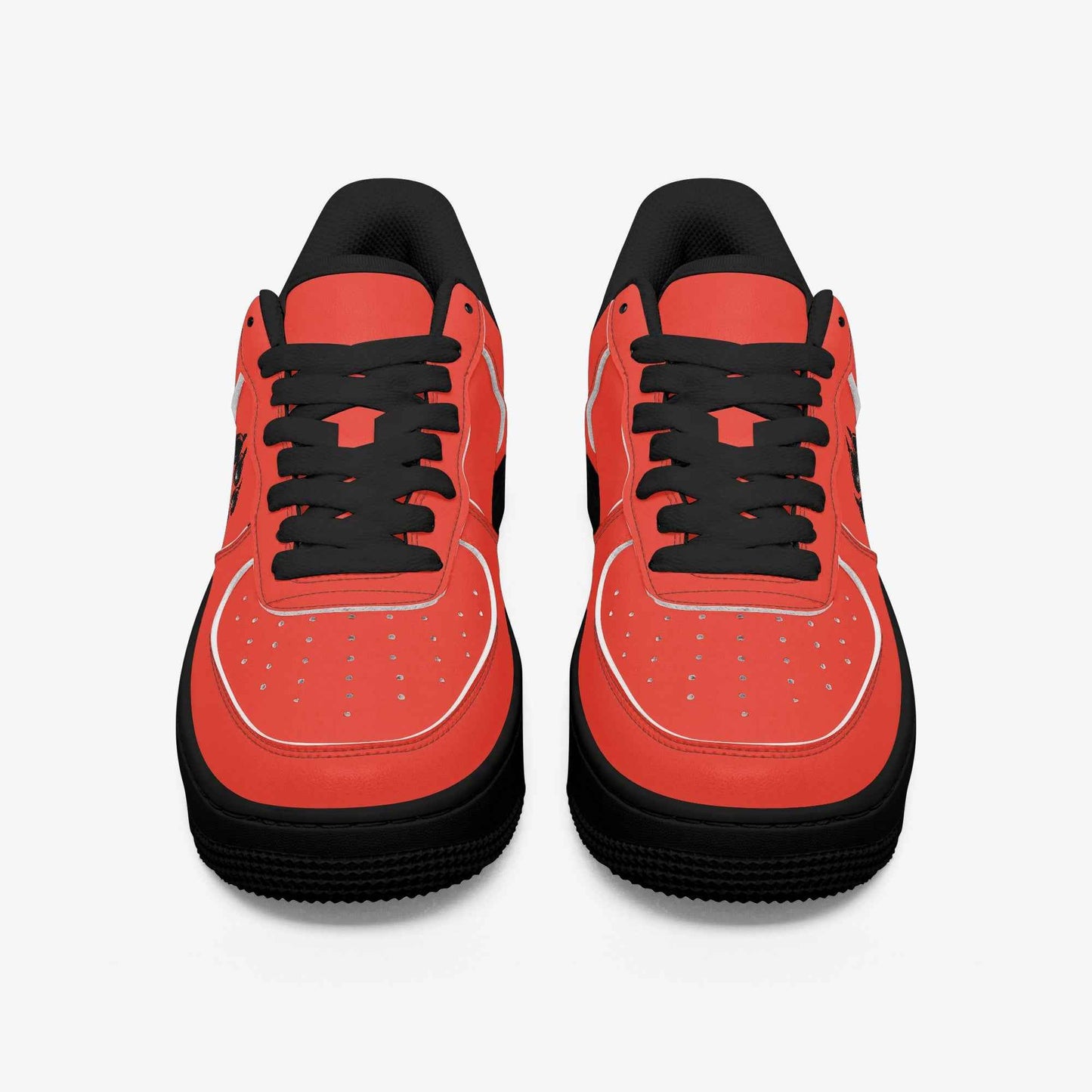 Red Low-Top Leather Sports Sneakers - Black Sole