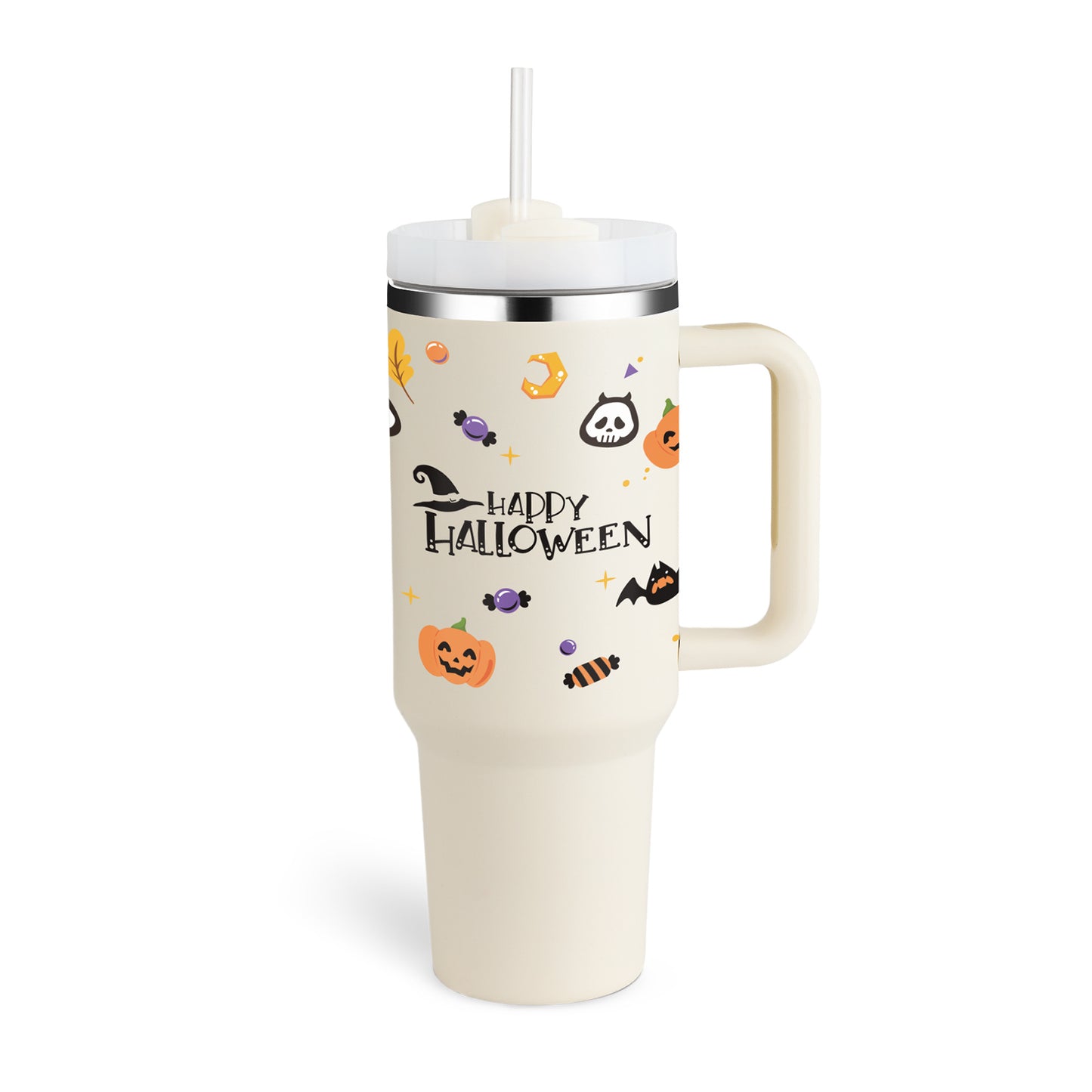 40 Oz Insulated Stainless Steel Tumbler With Handle, Straw, Spill Proof Lid - Perfect Coffee Cup Mug for Valentine Gifts, Car, Gym, Office, Travel