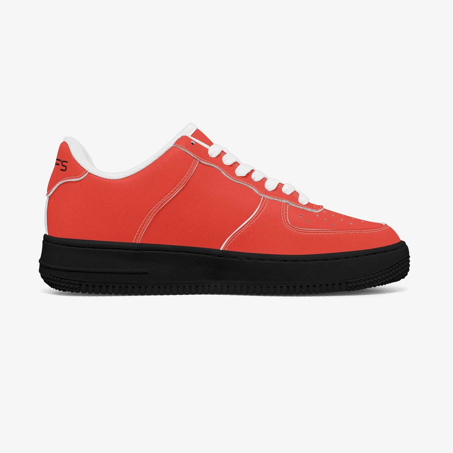Red Low-Top Leather Sports Sneakers - Black Sole