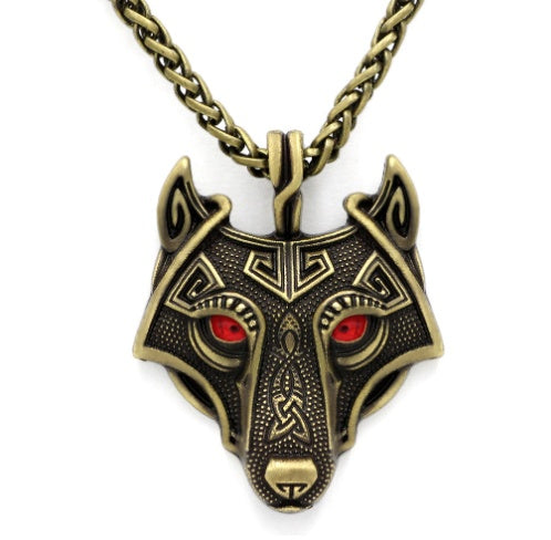 Asgard Crafted Norse Grey Wolf Head Pendant Chain - Wolfpack Gang Apparel