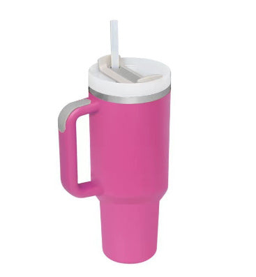 40 Oz Insulated Stainless Steel Tumbler With Handle, Straw, Spill Proof Lid - Perfect Coffee Cup Mug for Valentine Gifts, Car, Gym, Office, Travel