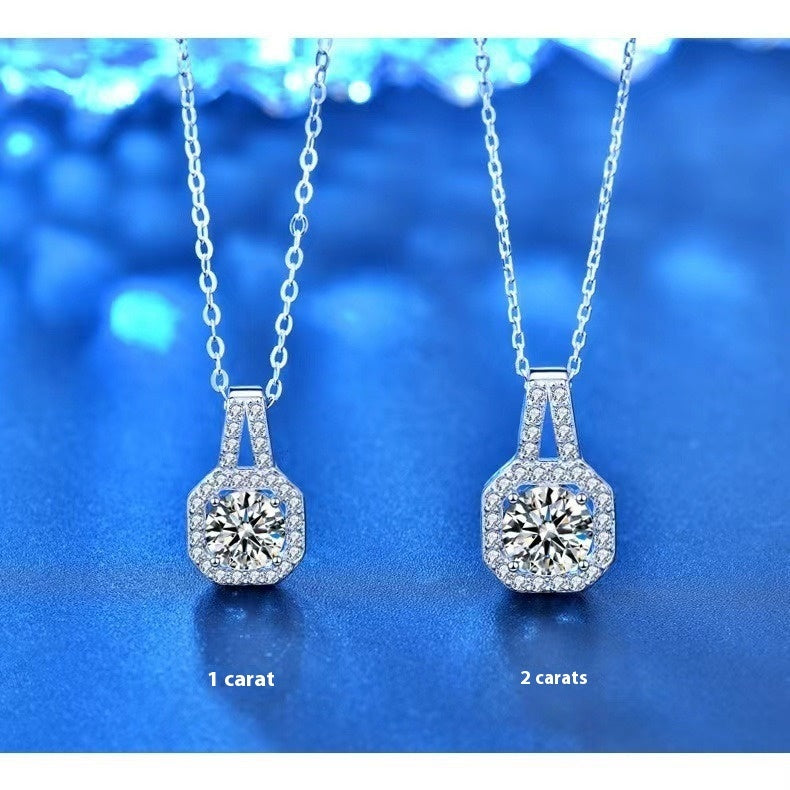 Moissanite S925 Sterling Silver Necklace For Women All-match Niche High Sense - Wolfpack Gang Apparel