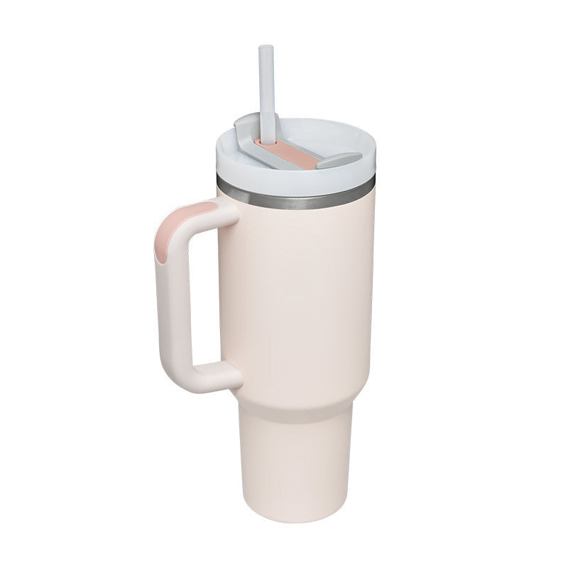 40 Oz Insulated Stainless Steel Tumbler With Handle, Straw, Spill Proof Lid - Perfect Coffee Cup Mug for Valentine Gifts, Car, Gym, Office, Travel