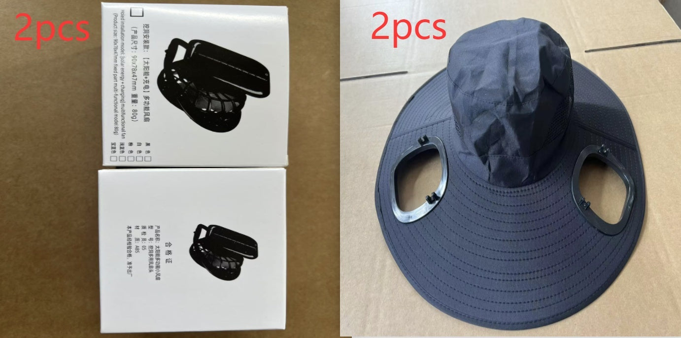Men's Sun Shading Cap with Large Eave and Solar Fan
