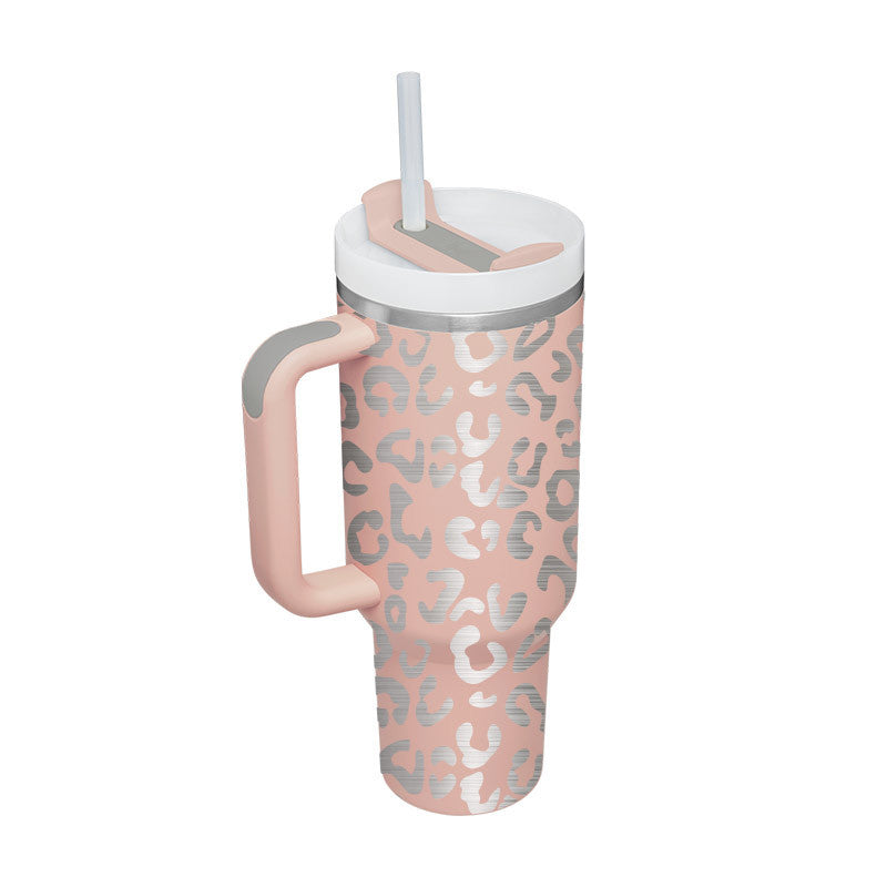 40 Oz Insulated Stainless Steel Tumbler With Handle, Straw, Spill Proof Lid - Perfect Coffee Cup Mug for Valentine Gifts, Car, Gym, Office, Travel