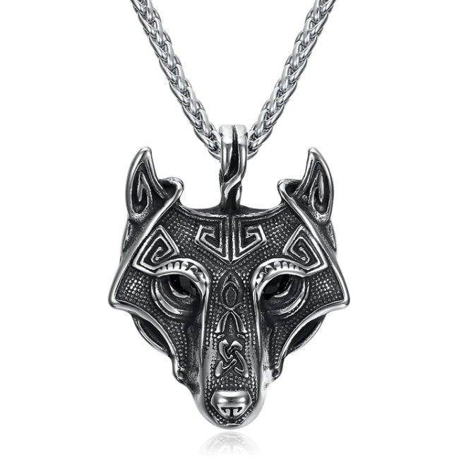 Asgard Crafted Norse Grey Wolf Head Pendant Chain - Wolfpack Gang Apparel