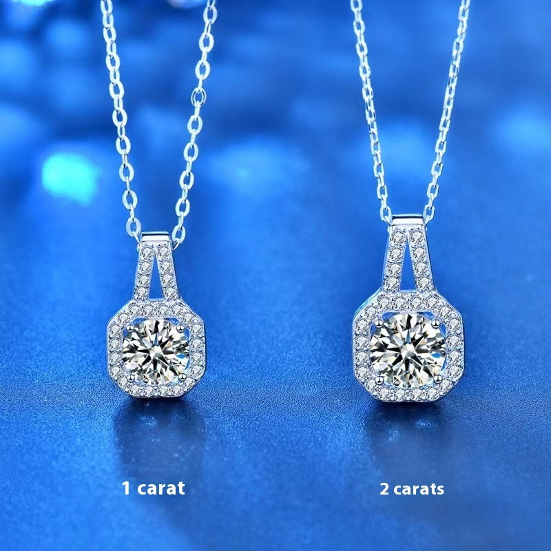 Moissanite S925 Sterling Silver Necklace For Women All-match Niche High Sense - Wolfpack Gang Apparel