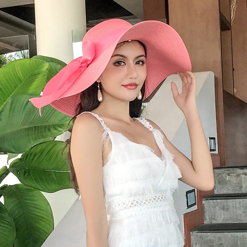 Women's Summer Vacation Sun Hat - Ultimate Wide Brim Sun Protection with Foldable Seaside Style