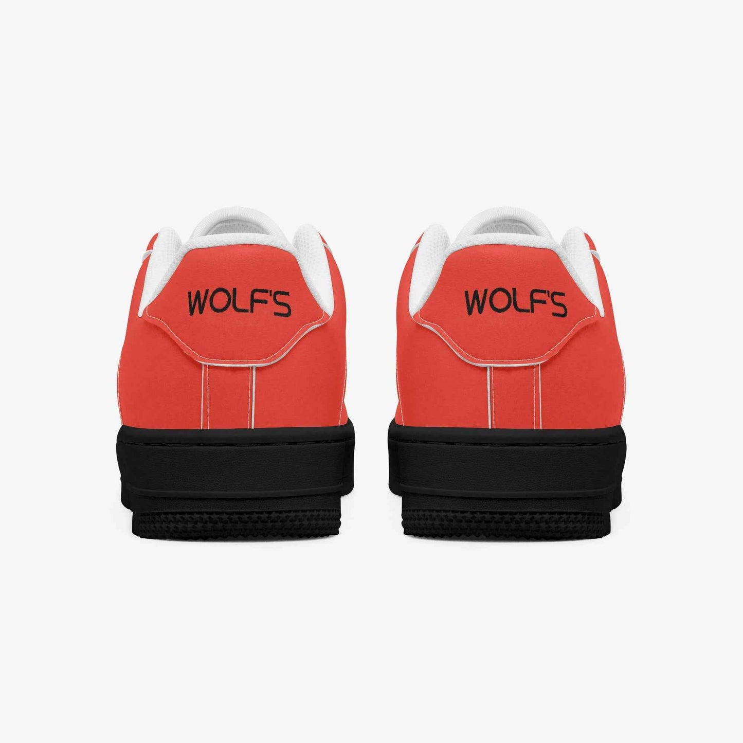 Red Low-Top Leather Sports Sneakers - Black Sole