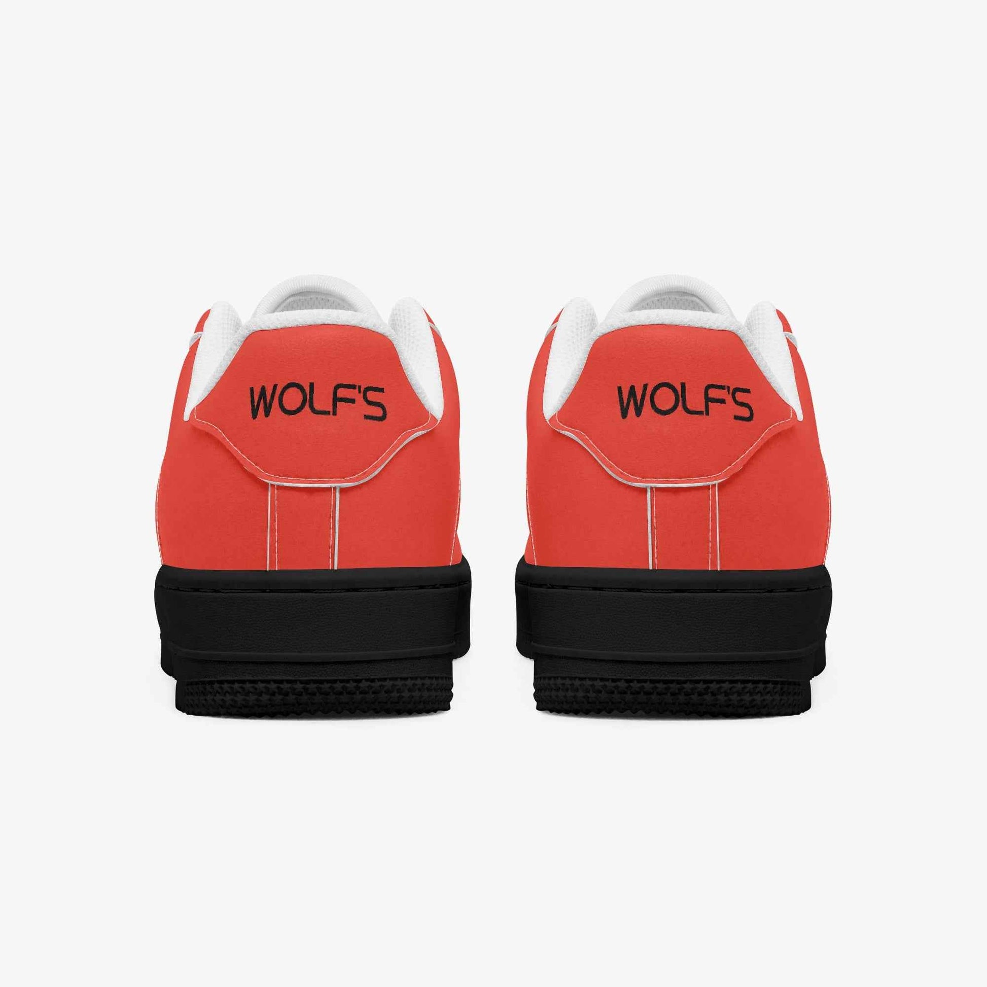 Red Low-Top Leather Sports Sneakers - Black Sole