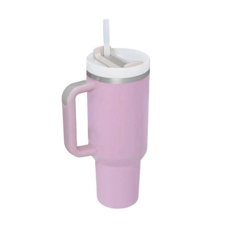 40 Oz Insulated Stainless Steel Tumbler With Handle, Straw, Spill Proof Lid - Perfect Coffee Cup Mug for Valentine Gifts, Car, Gym, Office, Travel