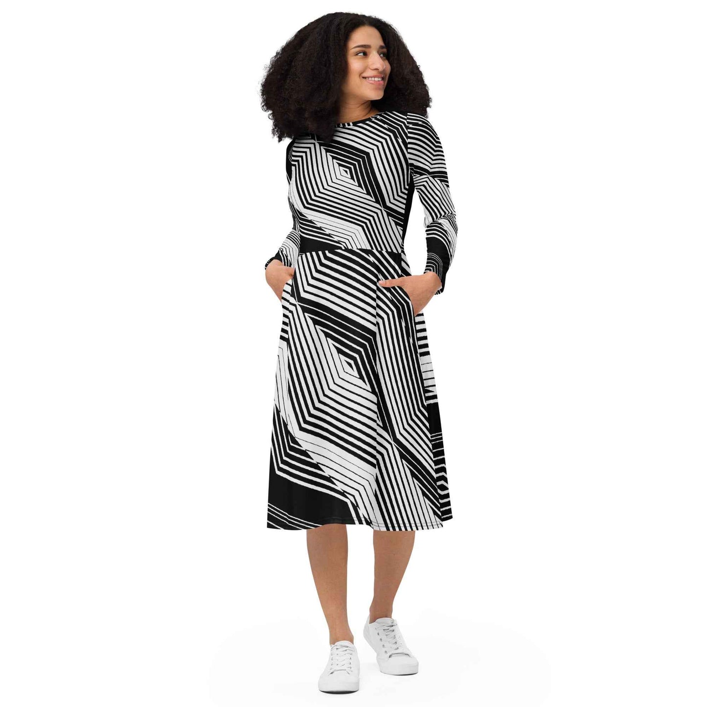 "Queen" Long Sleeve Midi Dress