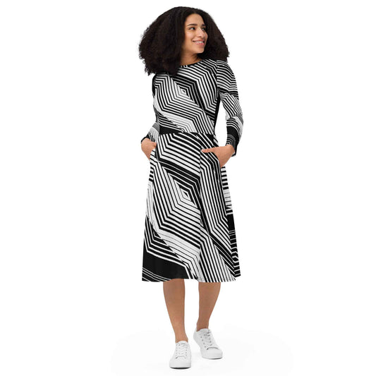 "Queen" Long Sleeve Midi Dress