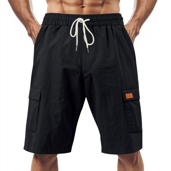Loose Sports And Leisure Solid Color Linen Drawstring Shorts - Wolfpack Gang Apparel