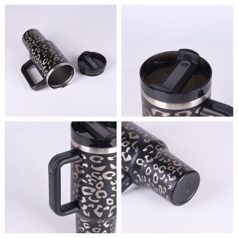 40 Oz Insulated Stainless Steel Tumbler With Handle, Straw, Spill Proof Lid - Perfect Coffee Cup Mug for Valentine Gifts, Car, Gym, Office, Travel