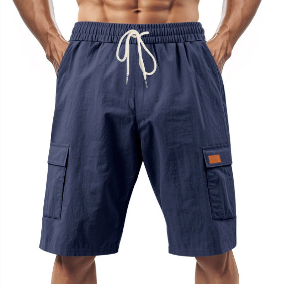 Loose Sports And Leisure Solid Color Linen Drawstring Shorts - Wolfpack Gang Apparel