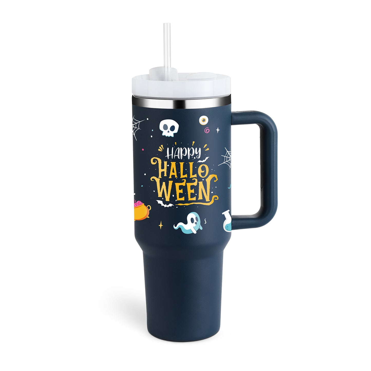 40 Oz Insulated Stainless Steel Tumbler With Handle, Straw, Spill Proof Lid - Perfect Coffee Cup Mug for Valentine Gifts, Car, Gym, Office, Travel