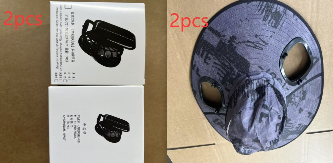 Men's Sun Shading Cap with Large Eave and Solar Fan