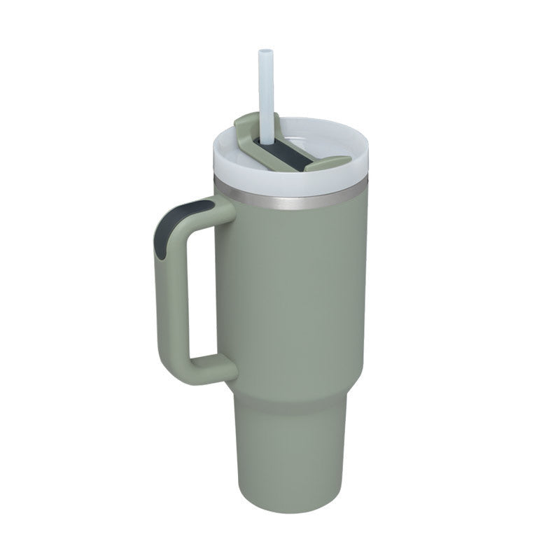 40 Oz Insulated Stainless Steel Tumbler With Handle, Straw, Spill Proof Lid - Perfect Coffee Cup Mug for Valentine Gifts, Car, Gym, Office, Travel
