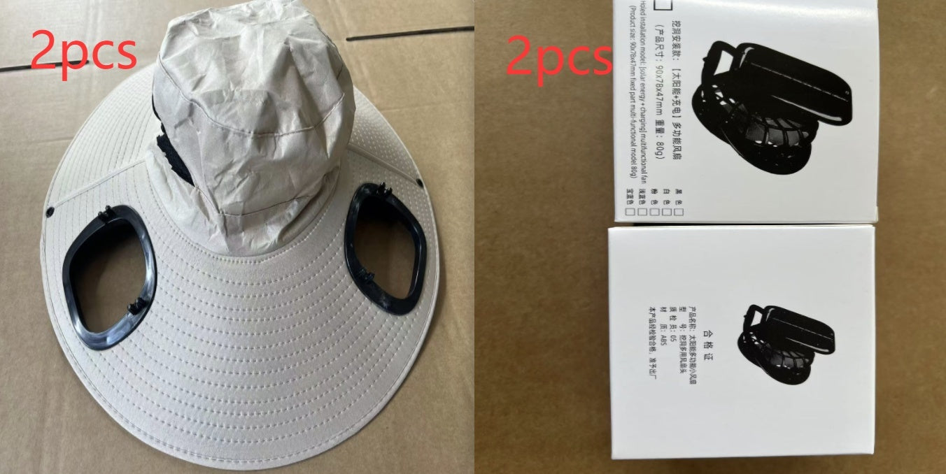 Men's Sun Shading Cap with Large Eave and Solar Fan
