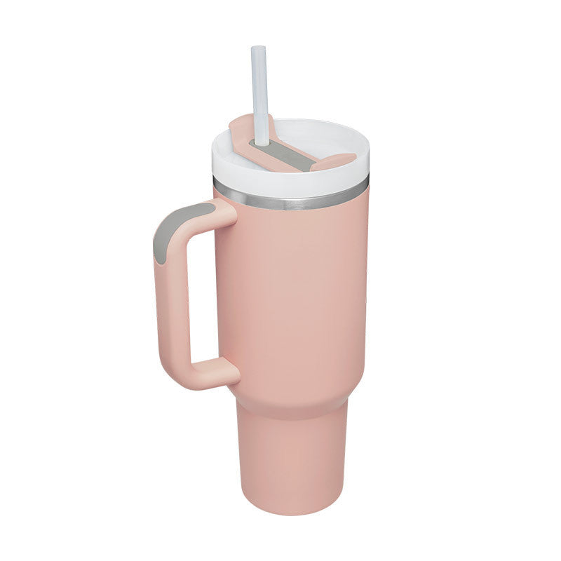 40 Oz Insulated Stainless Steel Tumbler With Handle, Straw, Spill Proof Lid - Perfect Coffee Cup Mug for Valentine Gifts, Car, Gym, Office, Travel