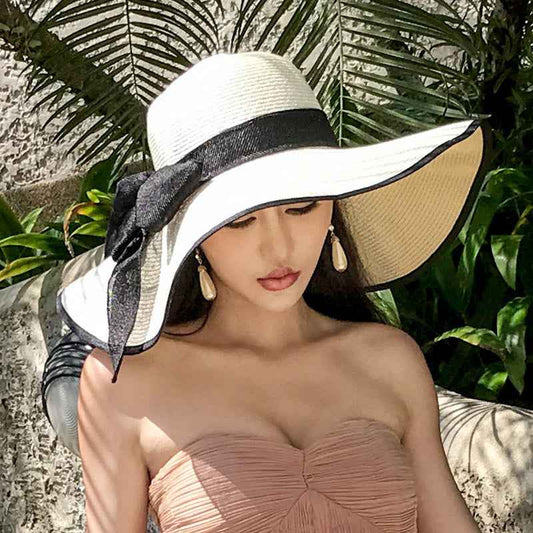 Women's Seaside Summer Vacation Foldable Sun Hat With Wide Brim